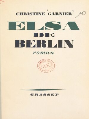 cover image of Elsa de Berlin